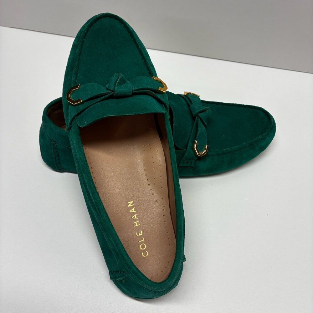 Women's loafers Cole Haan Evelyn Bow Driver in Aventurine Suede